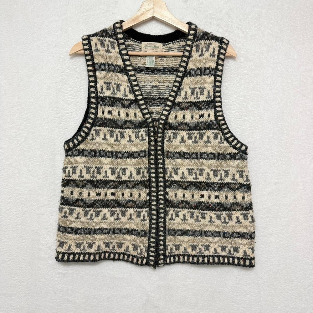 Vintage St Johns Bay Womens Sweater Vest Medium Fair Isle Grandpa Core Wool